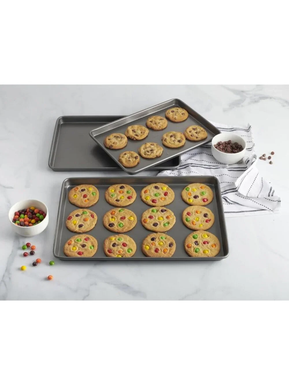 Nonstick Baking Sheet Set - 3 Pack (Small, Medium, Large) Carbon Steel Bakeware